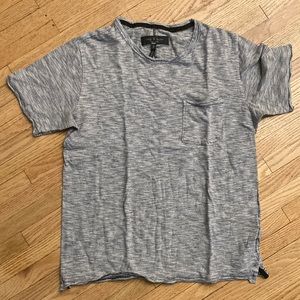 Men’s Rag & Bone Mini Blue Stripe Linen Blend Short Sleeve T-Shirt Size S